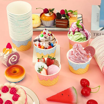50 Pack Paper Ice Cream Cups 9oz Dessert Paper Bowls Disposable Ice Cream Party - Image 6
