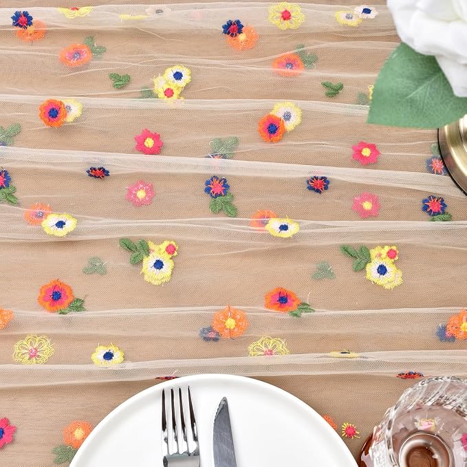 Flower Table Runner Floral Daisy Summer Birthday Party Garden Wedding Decor | - Image 6