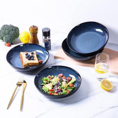 LERATIO 9.0" Ceramic Pasta Bowls Set of 4, 38oz Large Stoneware Bowls Set | - Image 7
