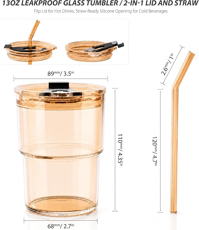 13oz Iced Coffee Cup, Glass Tumbler - Image 4