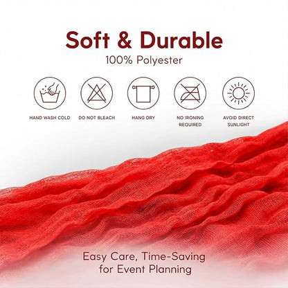 10 Pack Red Table Runner 10FT Gauze Cheesecloth Table Runner | 21x120 Inch Boho - Image 7