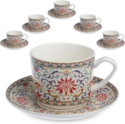 Zagara Home Arjin Porcelain Coffee Cup Set of 6, Espresso Cups and Saucers Set by Unknown