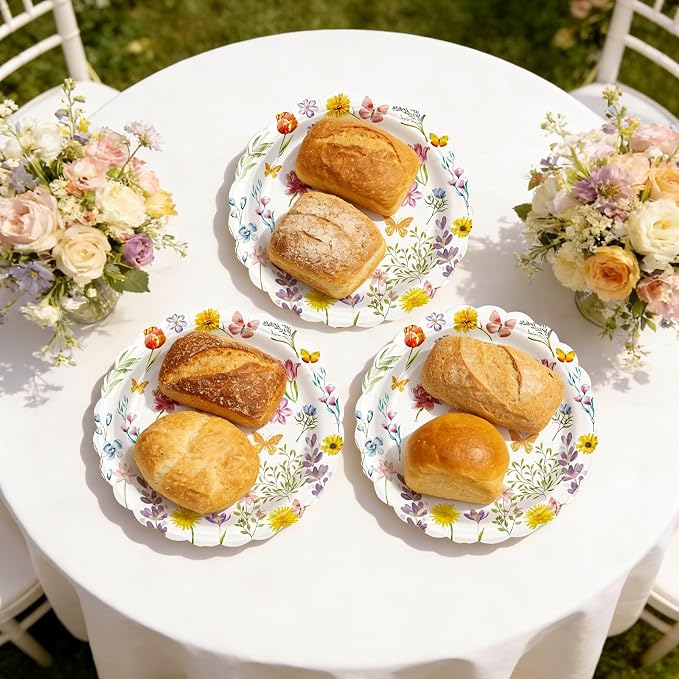 40 Pcs Spring Floral Paper Plates | 7 Inch Assorted Wildflower Disposable - Image 7