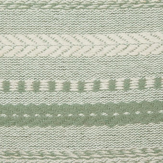 DII Farmhouse Braided Stripe Table Runner Collection, Artichoke Green - Image 3