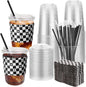 50 Sets 16 Oz Clear Plastic Coffee Cups by Ovveroche