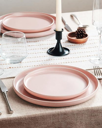 Famiware Milkyway 12-Piece Stoneware Dinnerware Set, Light Pink | Plates and - Image 3