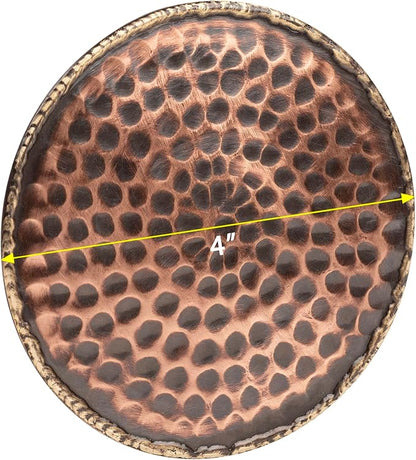 GoCraft Set of 4 Antique Copper Coasters – Handmade Hammered Copper with Padded Cork Protection, Coasters for Drinks, Beverages, Wine Glasses & Bar Glasses, Elegant Bar Décor, Durable & Stylish