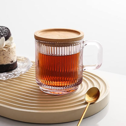 Lysenn Pink Glass Mug with Lid, Premium Glass Coffee Mug, 12 oz Tea Cup | - Image 5