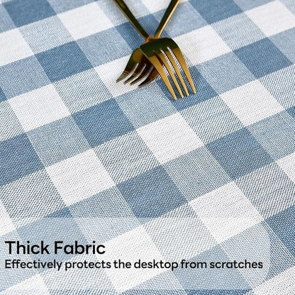Gingham Tablecloth Rectangle Table Cloth Heavy Duty Cotton Checkered Table Cover for Spring Picnic Kitchen Dining(C-Sky Blue, 52x98 inch)