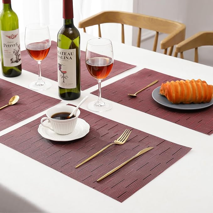 Leetaltree Burgundy Placemats Set of 6 - Image 7