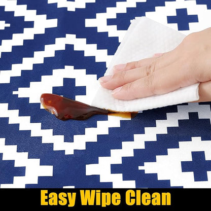 Smiry Rectangle Table Cloth Cover, Waterproof Elastic Fitted Picnic Tablecloth for 8 Foot Tables, Wipeable Flannel Backed Vinyl Tablecloths for Camping, Dining, Outdoor (Navy, 30" x 96")