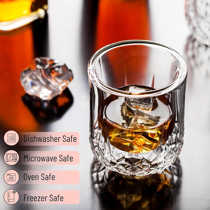 BTaT- Double Walled Drinking Glass, 4 Pack, 7 oz, Stylish Insulated Rocks Glass - Image 5