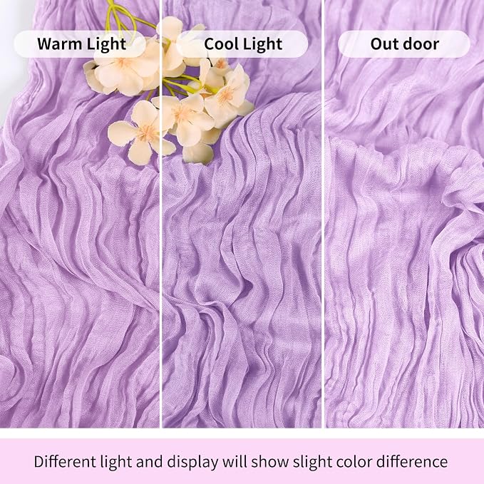 3 Pack Lavender Cheesecloth Table Runner 17x108 Inch Semi Sheer Boho Gauze - Image 7