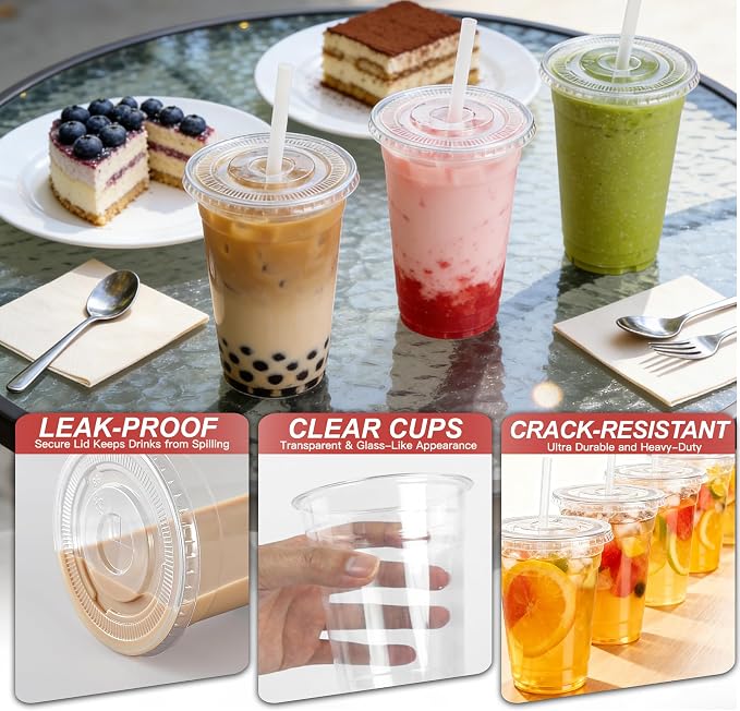 Ginkgo 100 Pack - 16 oz Clear Plastic Cups - Image 5