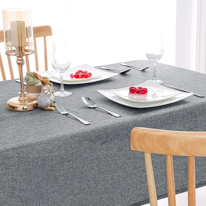 Hiasan 2 Pack Faux Linen Square Tablecloth - Wrinkle and Stain Resistant Washable Table Cloth for Kitchen Dining Room Holiday Table Cover for Party Dinner, Grey, 30 x 30 Inch
