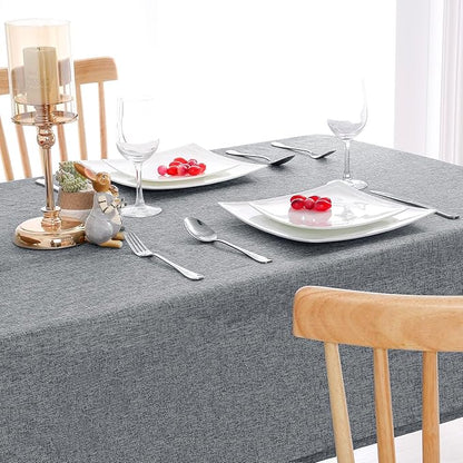 Hiasan Faux Linen Rectangle Tablecloth - Wrinkle and Stain Resistant Washable Table Cloth for Kitchen Dining Room Holiday Table Cover for Party Dinner, Grey, 30 x 60 Inch