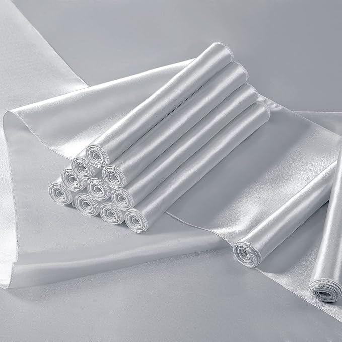 Manyshofu Silver Satin Table Runner 12x108 - Image 7