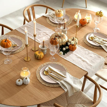 Aneco 4 Pack 13.8-Inch Round Woven Placemats Natural Hand-Woven Boho Rattan Wicker Bulrush Placemat Farmhouse Rustic Braided Table Mats for Dining & Kitchen Decor