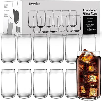 16 oz Can Shaped Glass Cups, Aesthetic Soda Can Cup Clear Glass Tumbler Beer - Image 8