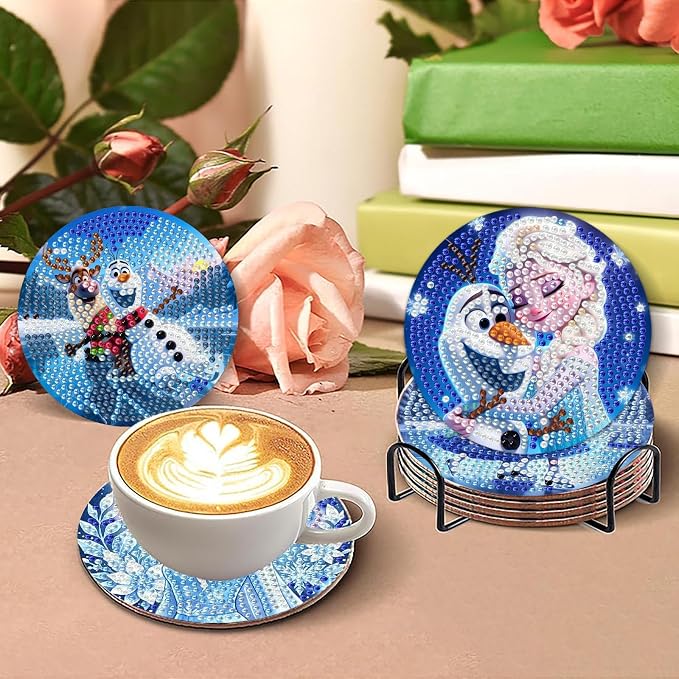 8 Pcs Diamond Painting Coasters Kit, Cartoon Diamond Art Coasters - Image 3