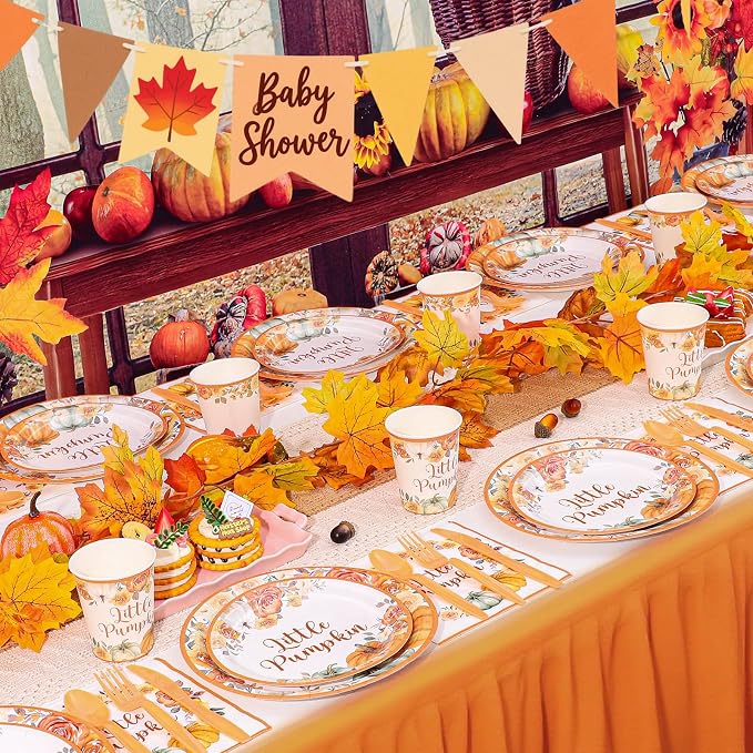 NatNarr 175 Pcs Little Pumpkin Baby Shower Party Decorations Includes Fall - Image 5