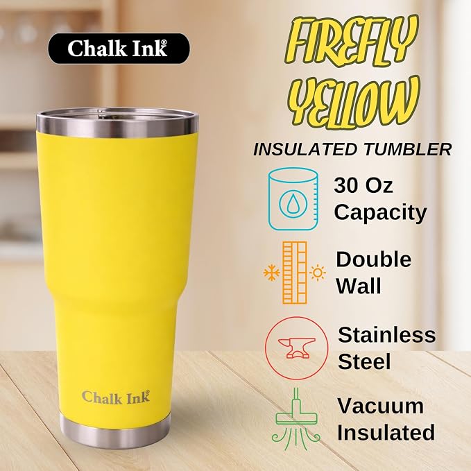 Chalk Ink 30 oz Stainless Steel Tumbler – Insulated Coffee Mug and Water Cup – - Image 3