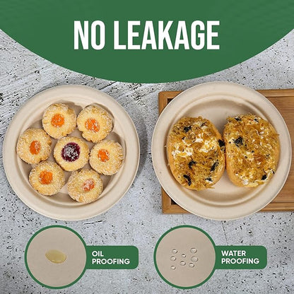 Paper Plates 6 Inches, 100 Pack Disposable Plates – 100% Compostable Plates, Water & Oil Proof Dessert Plates, Microwavable Small Paper Plates, Perfect Paper Plate For Party - Brown