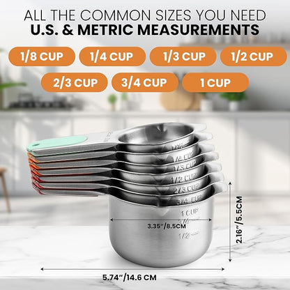 Spring Chef Magnetic Stainless Steel Measuring Cups Set of 7, Desert Sunset | - Image 3