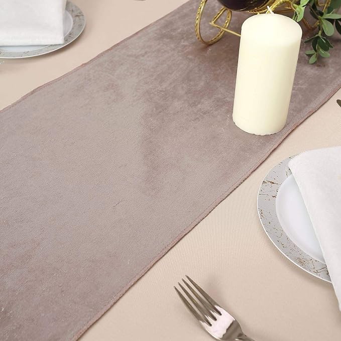 10 pcs 12x108-Inch Mauve Premium Velvet Table Runners Wedding Reception - Image 4
