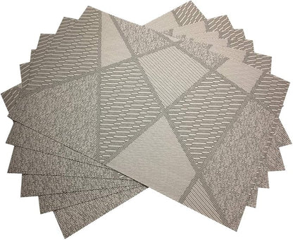 Gugrida Natural Placemats Woven Vinyl Non-Slip Insulation Heat Stain Resistant Washable Table Placemats Kitchen Dining Table Top Meal Mat Place Mats PVC Set of 6, Natural Wood Color
