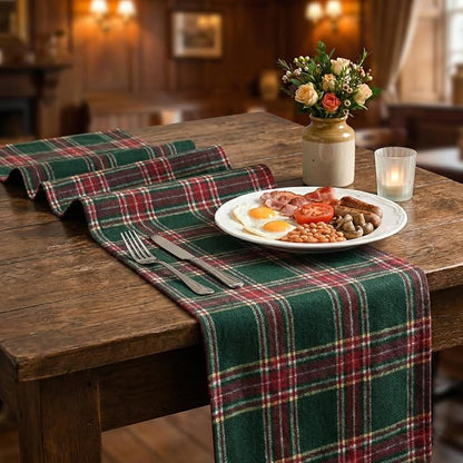 Artoid Mode Green Red Farmhouse Plaid Christmas Table Runner, Winter Rustic - Image 6