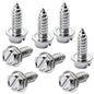 Chrome License Plate Screw Kit - Set of 8 Stainless Steel Fasteners for License Plates, Frames, and Covers on Domestic Cars, Trucks, Vans, SUVs - Rustproof, Self Tapping Mounting Bolts (Chrome Plated)