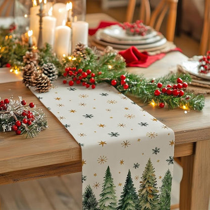 Christmas Table Runner 13x90 Inch, Xmas Tees Snowflakes Holiday Decorative - Image 2