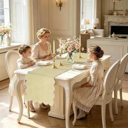 Champagne Gold Scalloped Table Runner 15x70 Inch, French Country Dining Table - Image 7