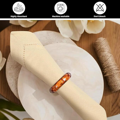 Bedding Craft Cotton Dinner Cloth Napkins Set of 12 – 18x18 Apricot Gelato Hemstitched – Machine Washable Fabric Napkins for Weddings, Baby Showers, Gifting & Parties