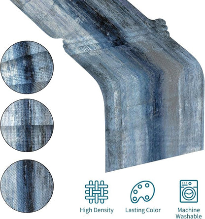 Blue Grey Long Table Runners Modern Art Farmhouse Linen Table Runners Dresser - Image 5