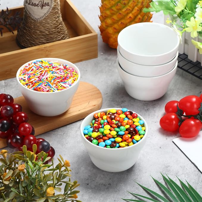 Patelai 12 Pcs 8 oz Porcelain Soup Cups Small White Dessert Bowls Broth Dip Cups - Image 5