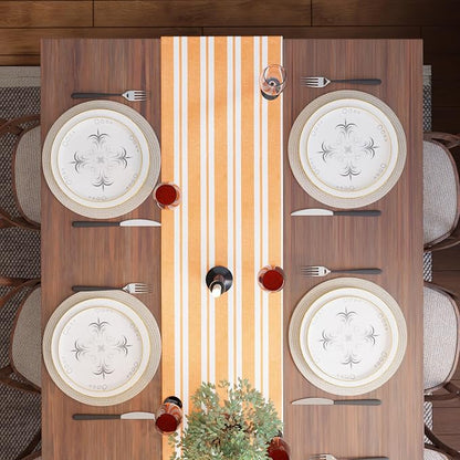 Encasa XO Table Runner, Woven Cotton Dining Runner 13"x120" Franca Yellow - Image 5