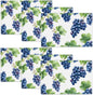 Grape Placemats Set of 6, Blue Grapes Place Mats, Fruit Waterproof Washable Table Mats for Home Party Indoor Kitchen Dining Table Decoration 12x18 Inch
