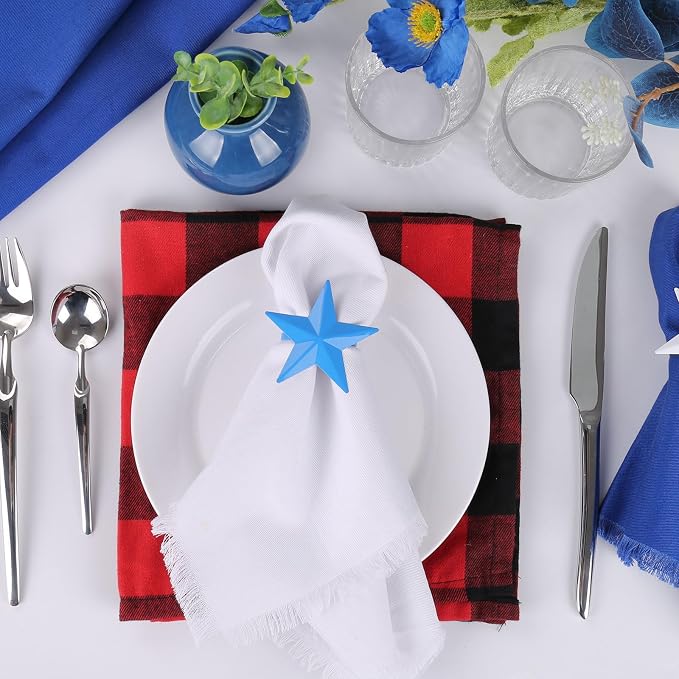 Patriotic Napkin Rings Set of 6, Star Napkin Ring Holders - Image 5