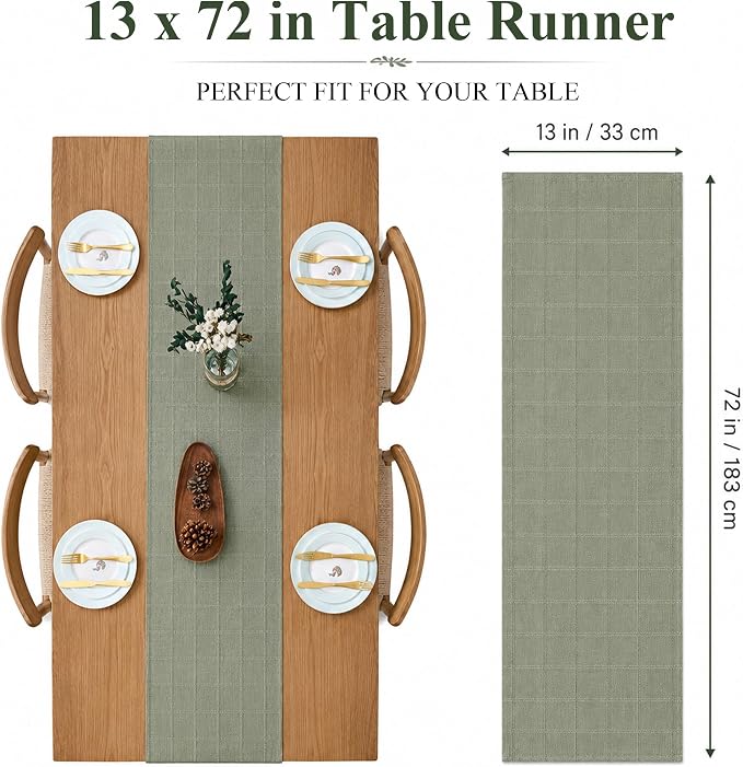 Plaid Table Runner, Woven Grid Pattern, Linen Texture Elegant Dining Table Decor - Image 4