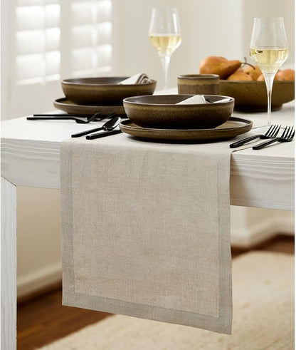 Solino Home 100% Pure Linen Table Runner Natural Woven, Fete 14 x 72 in | Table - Image 2