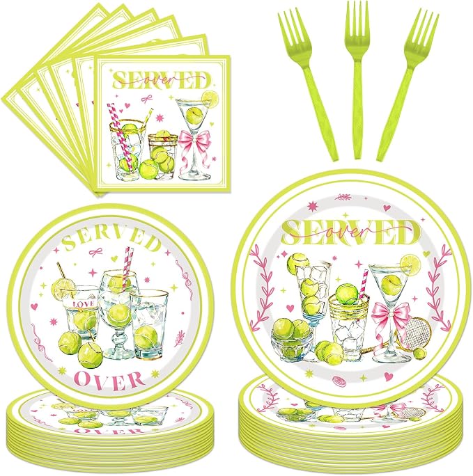 96Pcs Tennis Party Decorations Tableware Set Tennis Served Birthday Paper by EUOYUFO