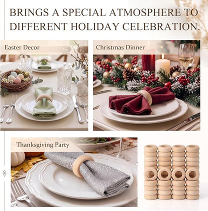 48 Pcs Wooden Napkin Rings Unfinished Wood Table Napkin Holders Farmhouse - Image 6