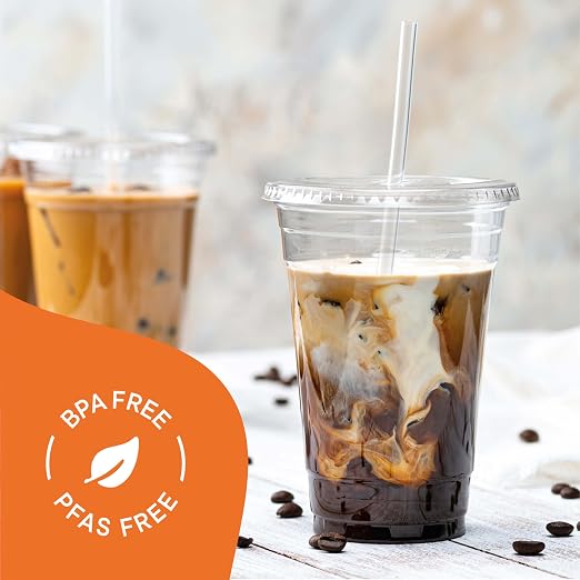 Stack Man Clear Plastic Cups - 20 oz - 100 Pack | Disposable Iced Coffee Cups - Image 4