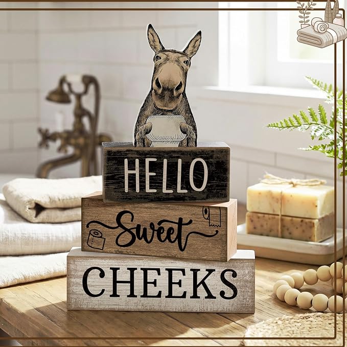 Moucuny 4 Pcs Donkey Bathroom Decor Set Farmhouse Bathroom Decor and - Image 8