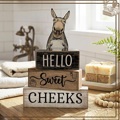 Moucuny 4 Pcs Donkey Bathroom Decor Set Farmhouse Bathroom Decor and - Image 8