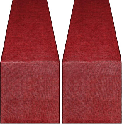 Burgundy Valentines Day Table Runner Burlap Table Cloth 2 Packs 13x108 Inch | by B-COOL