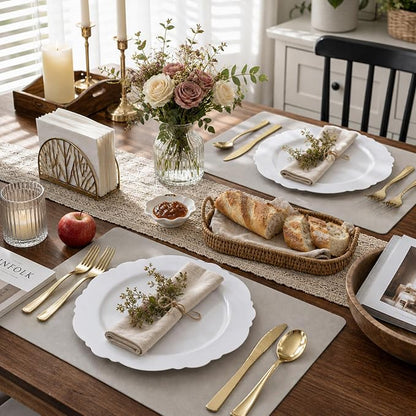 60pcs White Plastic Plates -10.25inch Baroque White Disposable Dinner Plates - Image 5