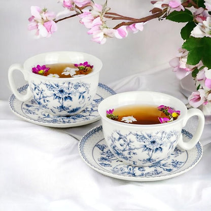 STP GOODS Blue Flowers Bone China Cup and Saucer Set in Gift Box - Image 5